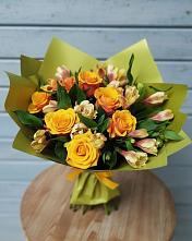 Букет цветов из:  Альстромерии и Розы в Знаменское Одинцовского района