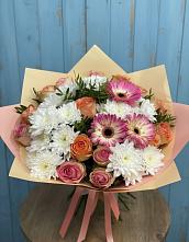 Букет цветов из:  Розы, Герберы и Хризантемы в Знаменское Одинцовского района