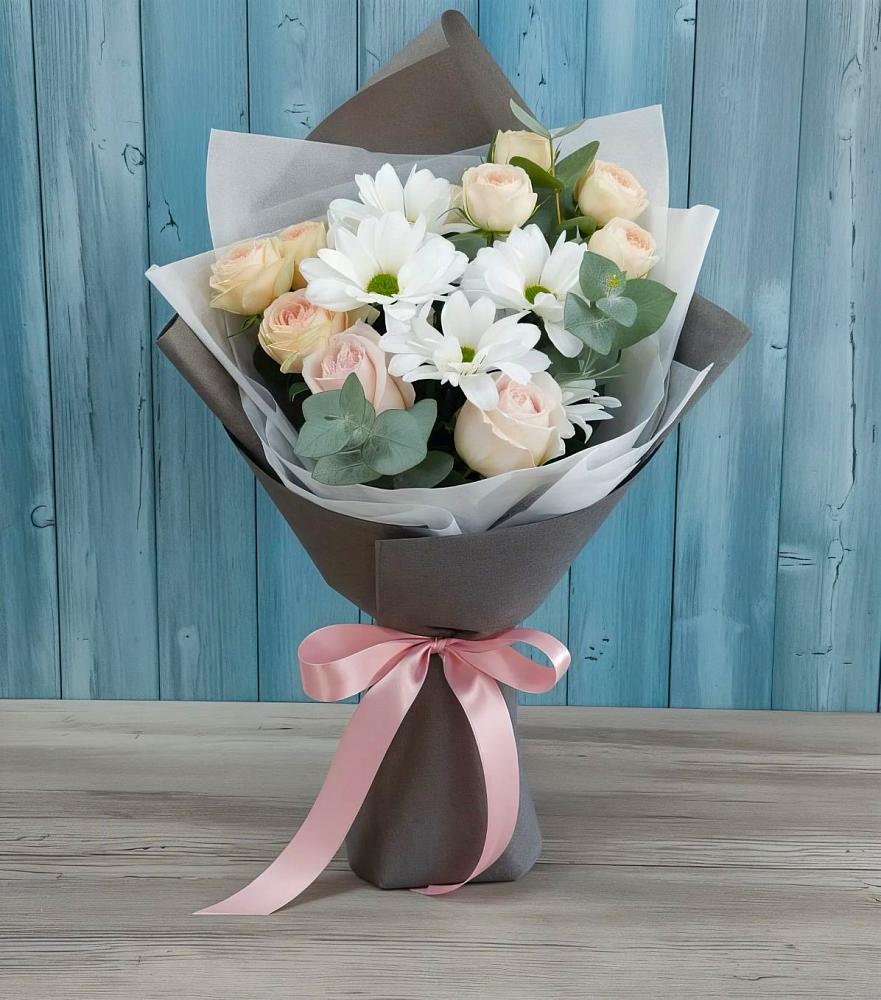 Букет цветов из: Хризантемы и Розы в Знаменское Одинцовского района