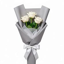 Букет 3 белые розы в Знаменское Одинцовского района