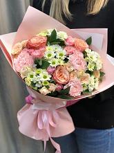 Букет нежные объятья в Знаменское Одинцовского района Букет цветов из: Гвоздики, Розы и Хризантемы в Знаменское Одинцовского района