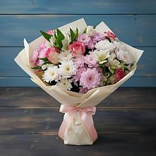 Букет цветов из:  Хризантемы, Альстромерии и Розы в Знаменское Одинцовского района