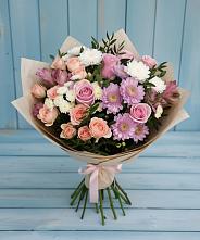 Букет цветов из:  Хризантемы, Розы и Альстромерии #REPLACE_PRED# Знаменское Одинцовского района