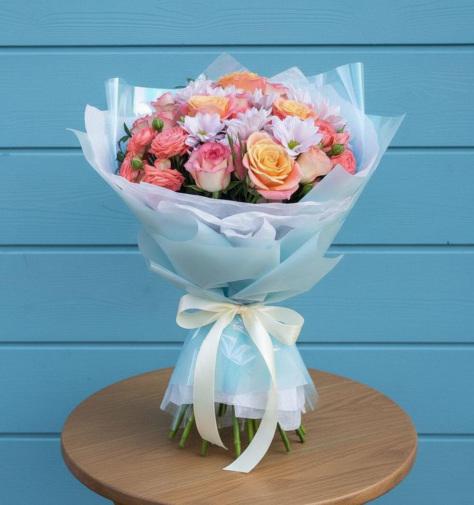 Букет цветов из: Хризантемы и Розы в Знаменское Одинцовского района