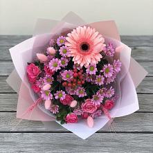 Букет цветов из:  Розы, Герберы и Хризантемы в Знаменское Одинцовского района